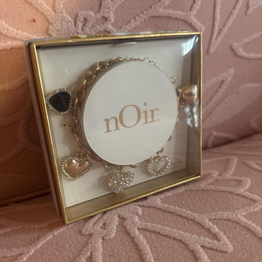 NWT Noir Gold Charm Bracelet in Gift Box